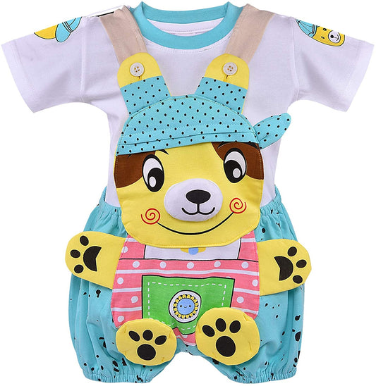 Kids Dungaree Dress For Baby Girls-(bt48blu)