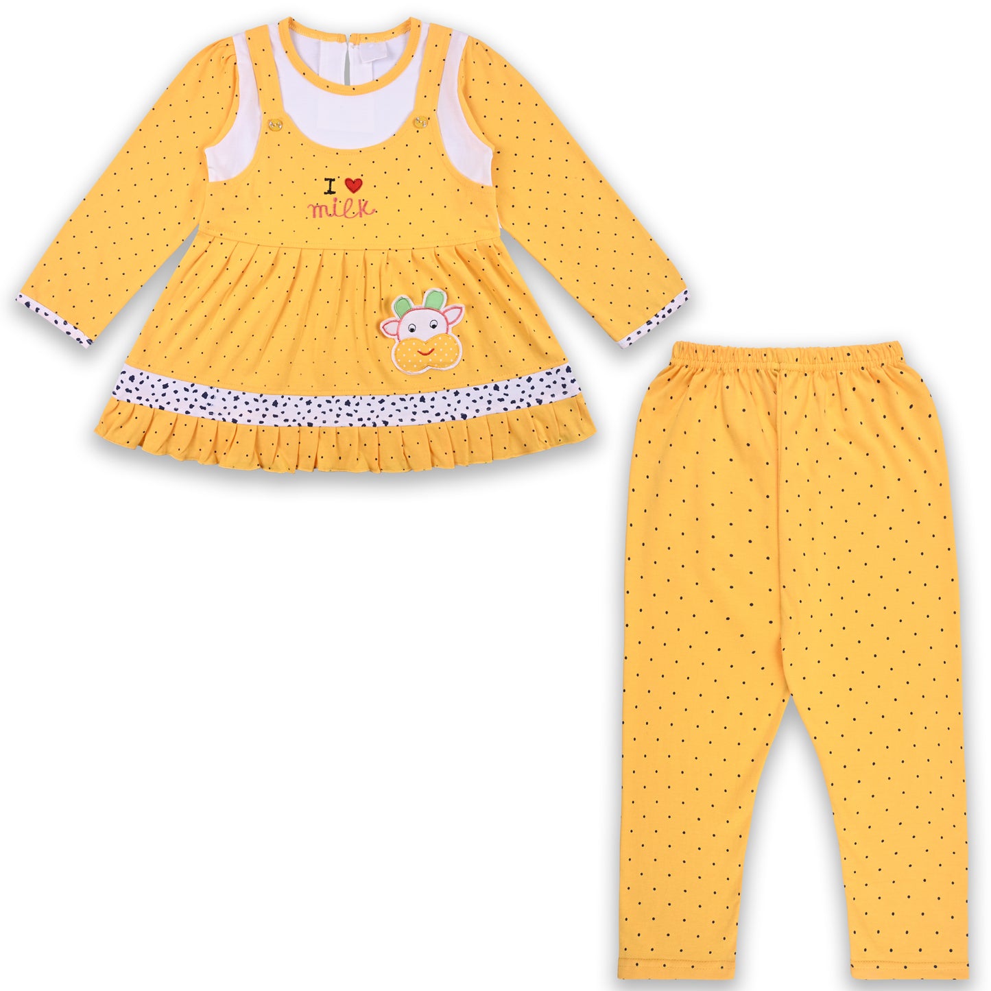 Girls Summer Polka Dot & Applique Top and Pant Set