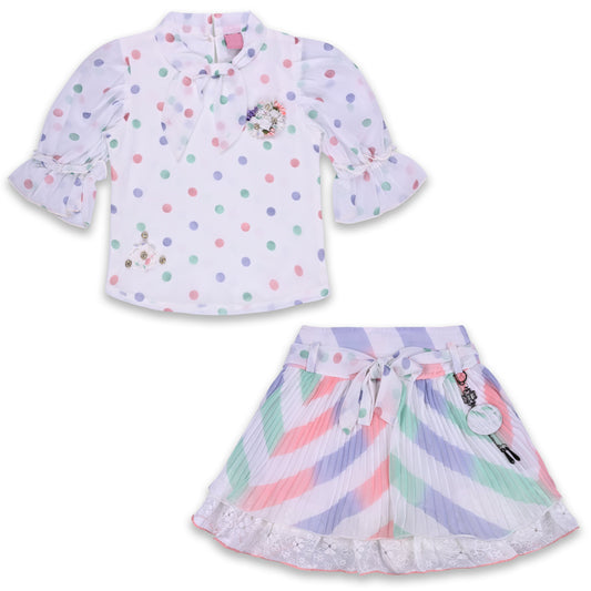 Girls Polka Print Top and Skirt Clothing Set