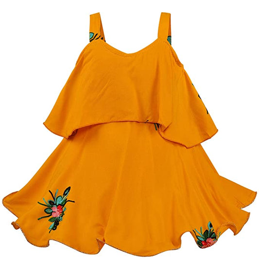 Girls Flowered Designed  Frock Dress