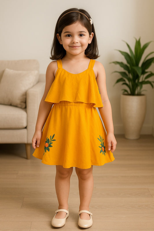 Girls Flowered Designed  Frock Dress
