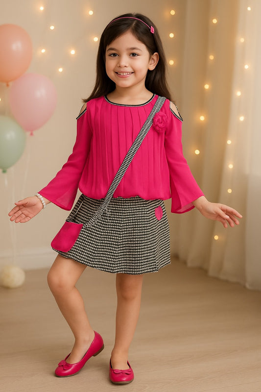 Girls Clothing Set Top with Skirt and Sling bag For Girls