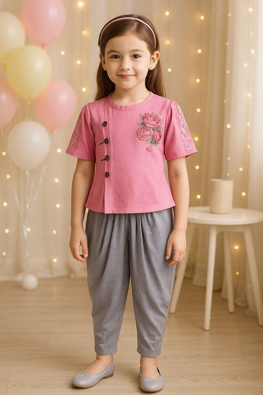 Girls Top and Pant Clothing Set-(csl274bpk)