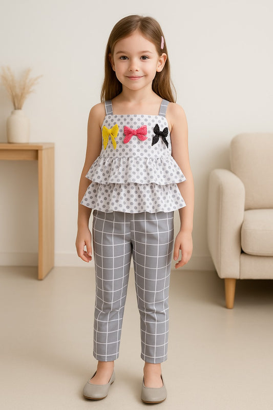 Baby Girls Top and Pant Dress For Girls-(csl288gry)
