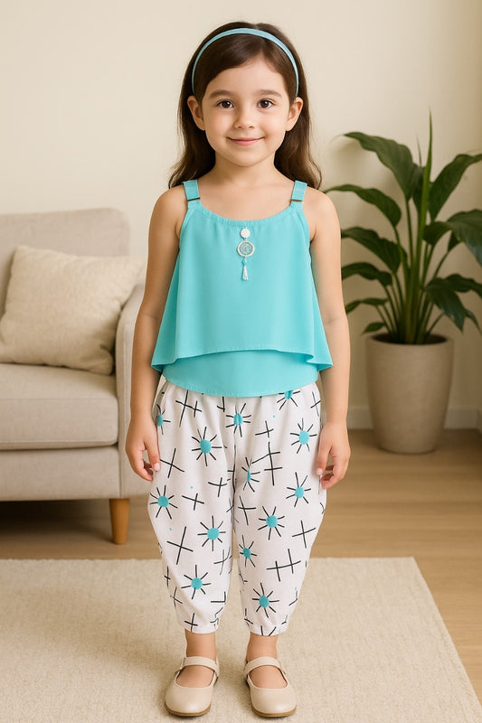 Baby Girls Top and Dhoti Pant Dress For Girls-(csl302blu)
