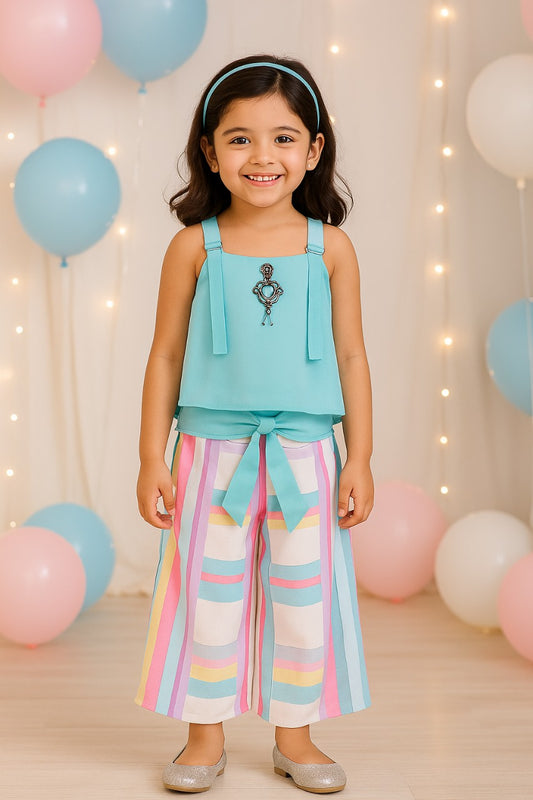 Baby Girls Top and Short Dress For Girls-(csl313blu)