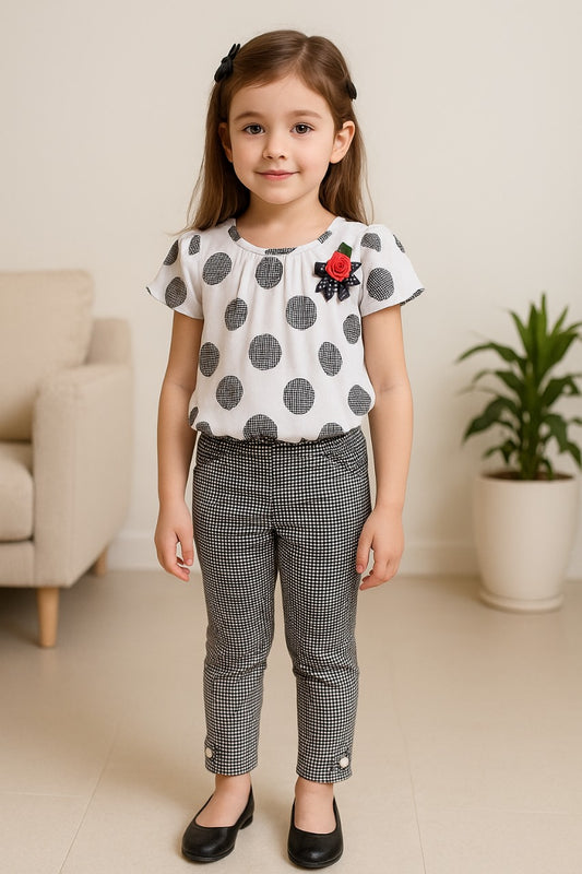 Baby Girls Top and Pant Dress For Girls-(csl328gry)