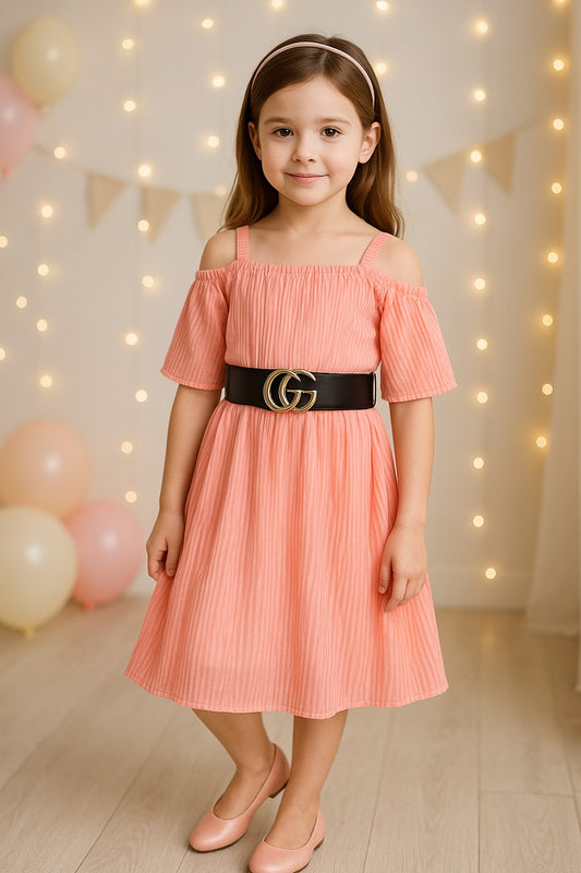 Girls Midi/Knee Length Belt Party Dress