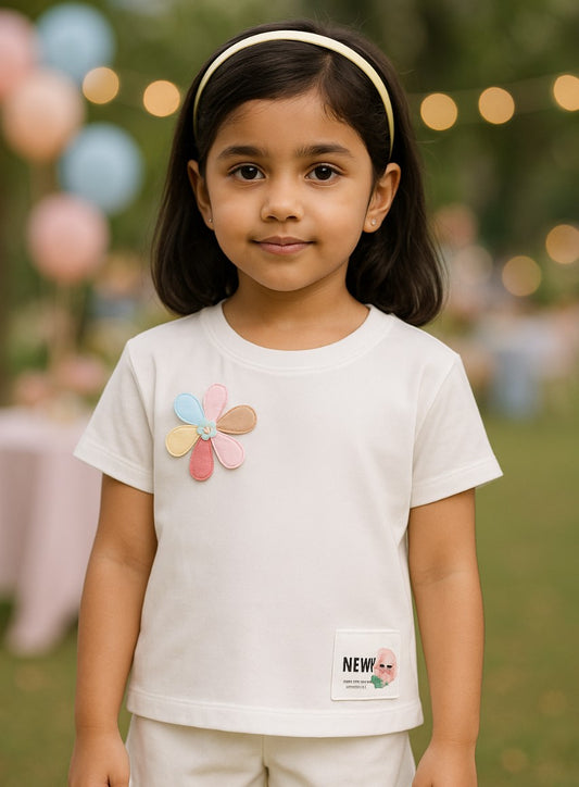 Girls Flower Designed T-Shirt