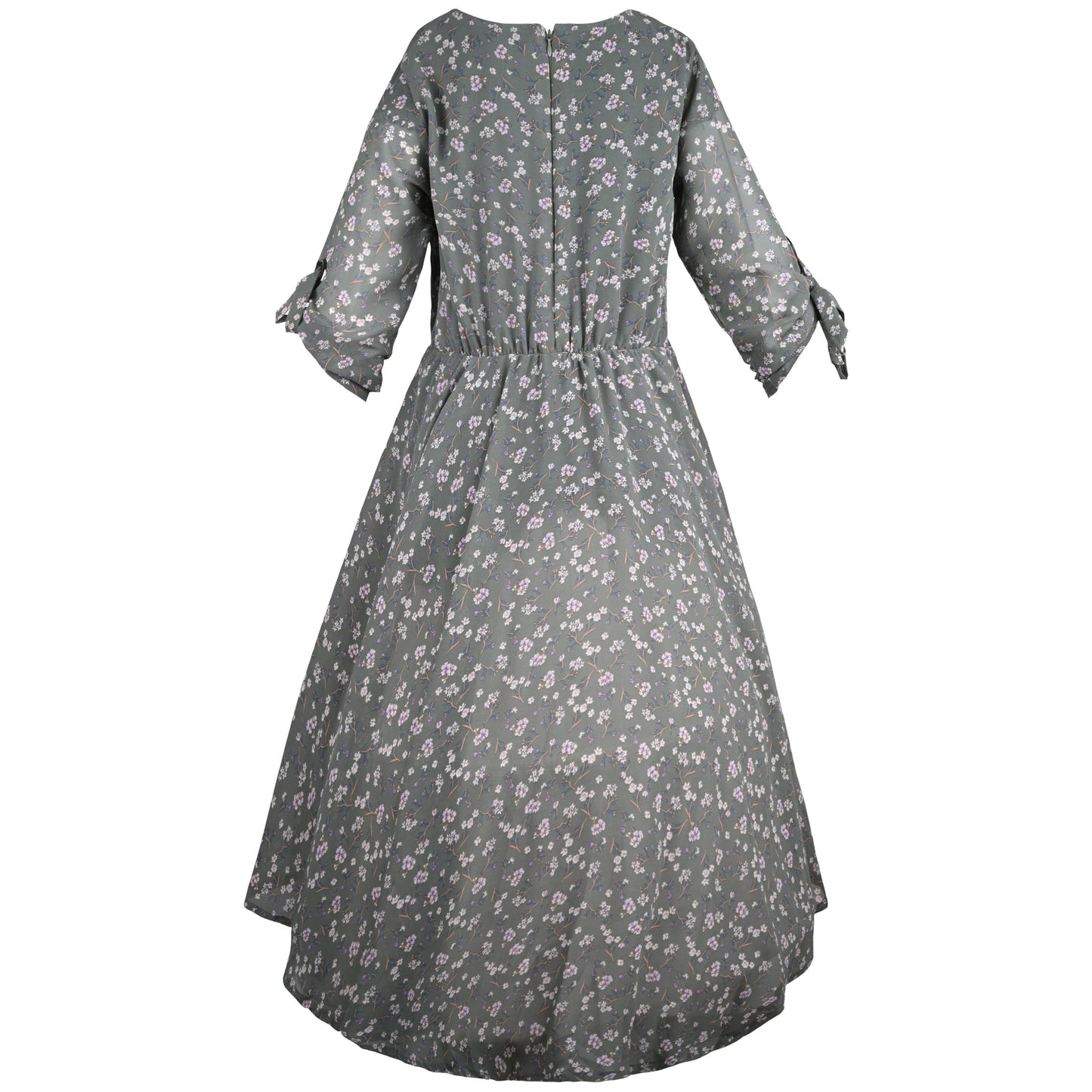 Girls Floral Print Bell Sleeve Fit and Flare Frock Dress