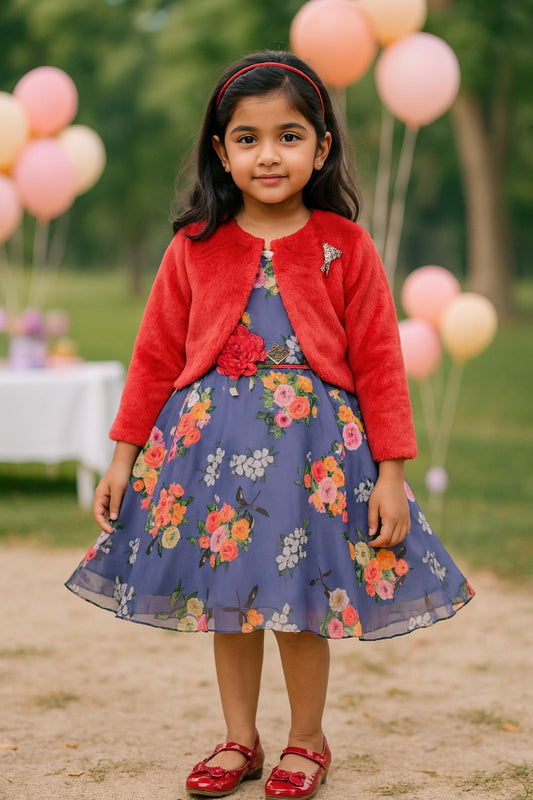Baby Girls Partywear Frocks Dress For Girls (fe2760gry)