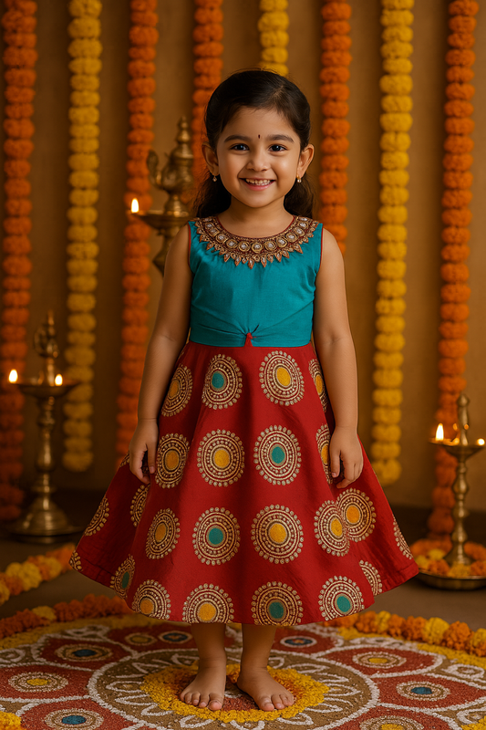 Girls Embroidered Fit and Flare Dress