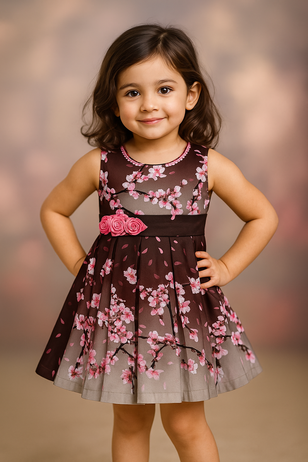 Purple Floral Printed A-Line Dress