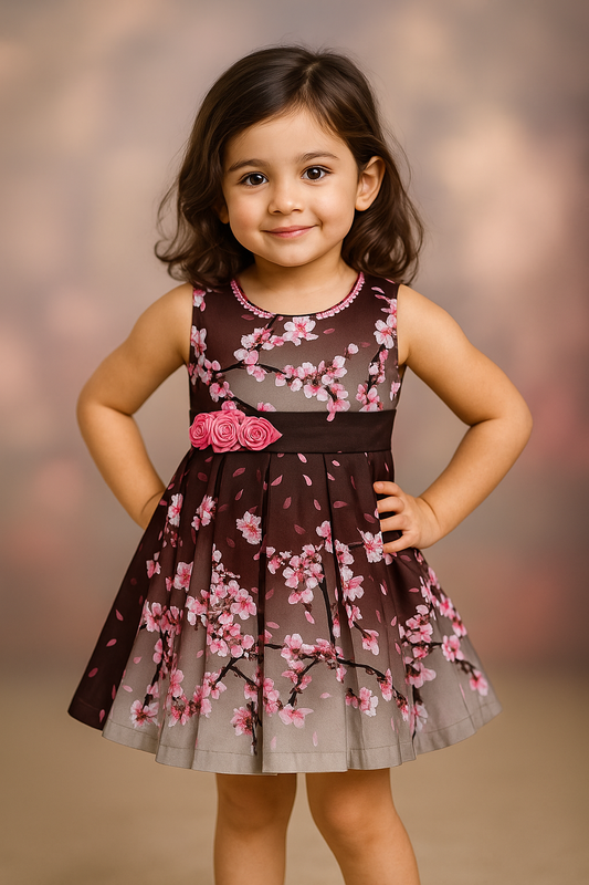 Purple Floral Printed A-Line Dress