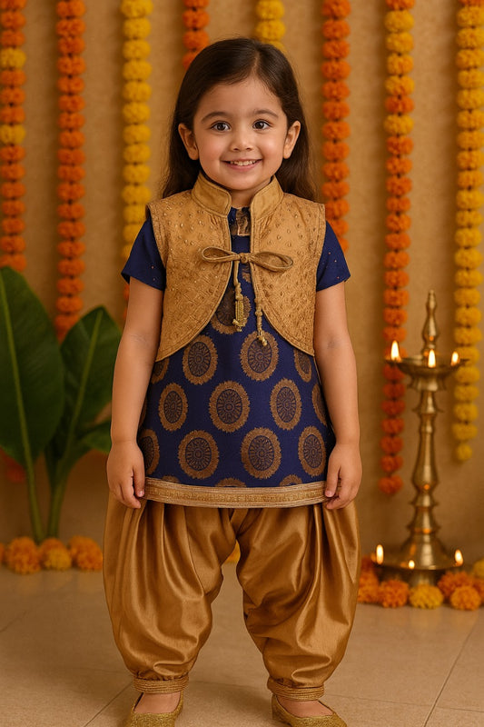 Girls Woven Design Kurta set