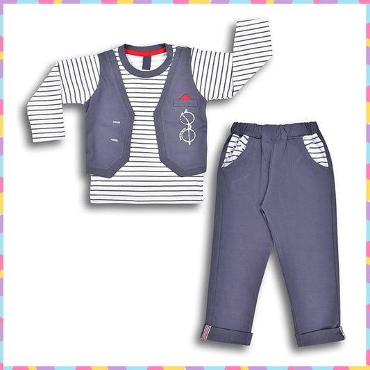 Cotton Clothing Set for Baby Boys hfs611gry