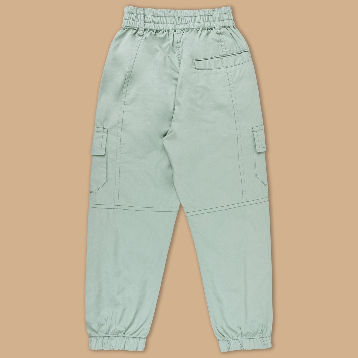 Boys Zipper Detail Elastic Waist Cotton Cargo Trouser