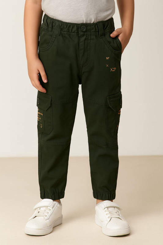 Boys Elastic Waist Cargo Denim Trouser