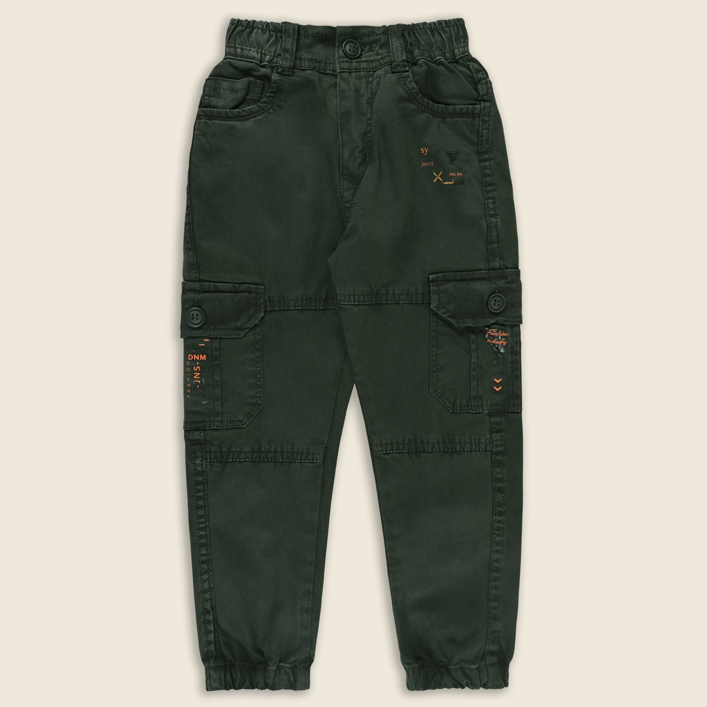 Boys Elastic Waist Cargo Denim Trouser
