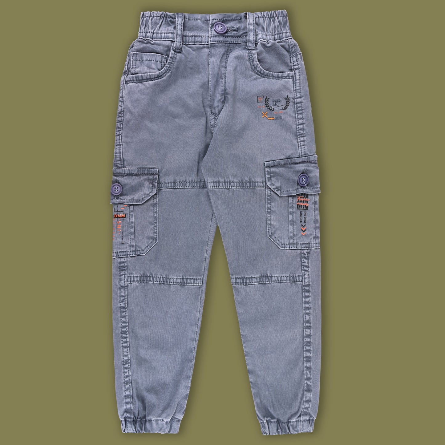 Boys Elastic Waist Cargo Denim Trouser