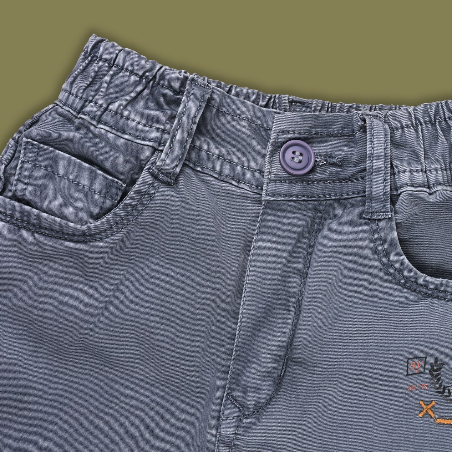 Boys Elastic Waist Cargo Denim Trouser