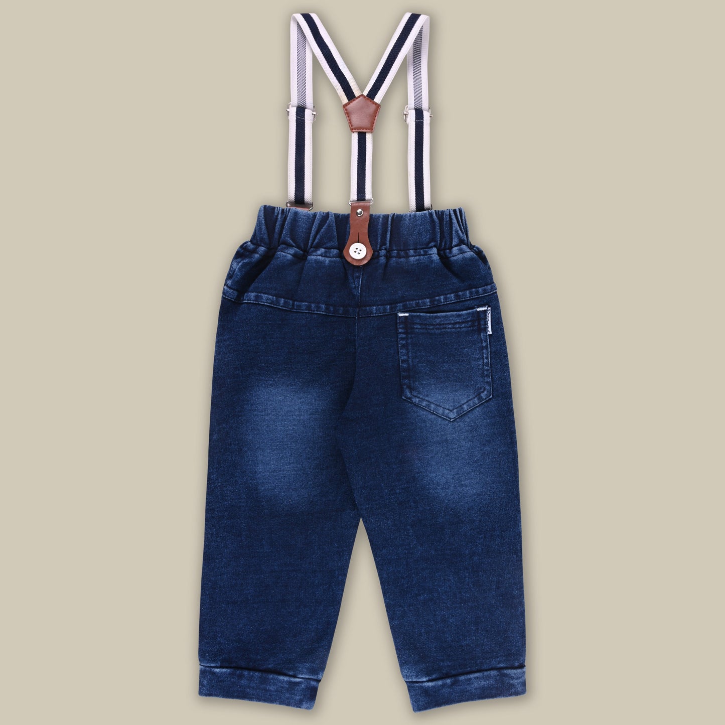 Boys Blue Denim Elastic Cargo Trouser With Suspenders