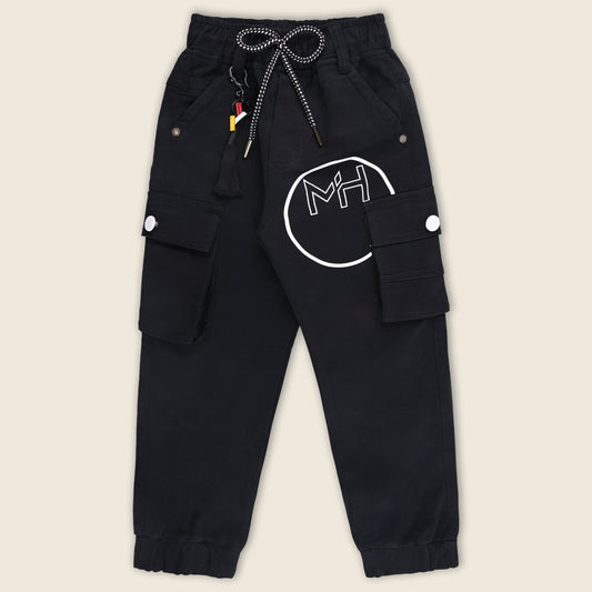 Boys Cotton Cargo Printed Trouser With Belt Accessories