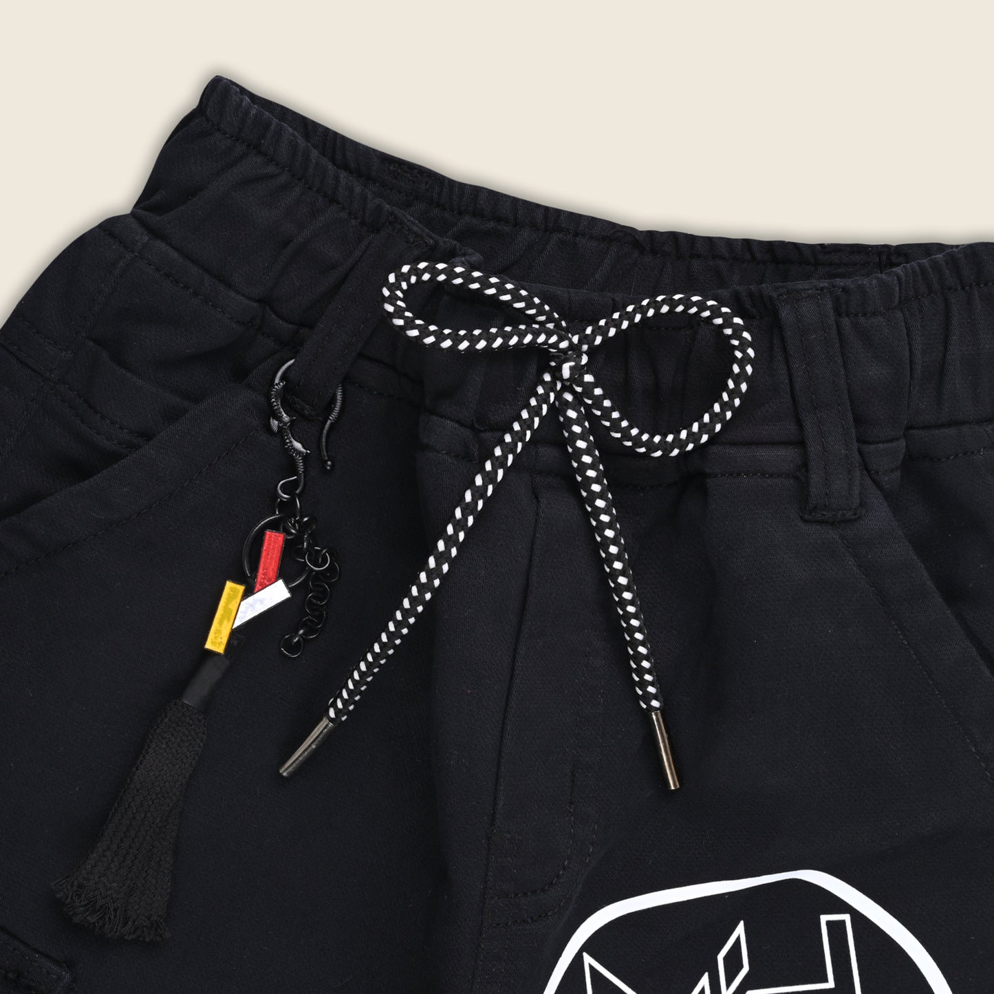 Boys Cotton Cargo Printed Trouser With Belt Accessories
