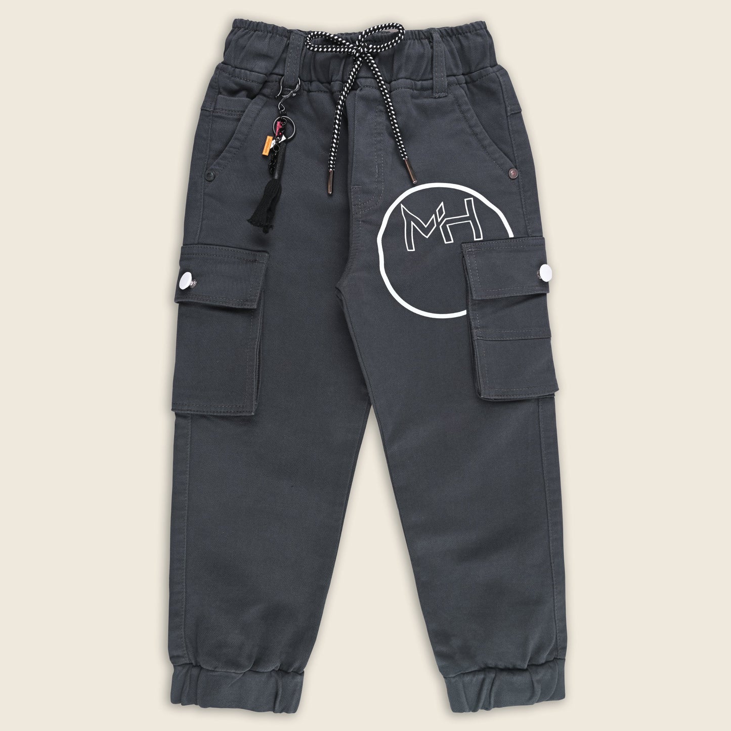 Boys Cotton Cargo Printed Trouser With Belt Accessories