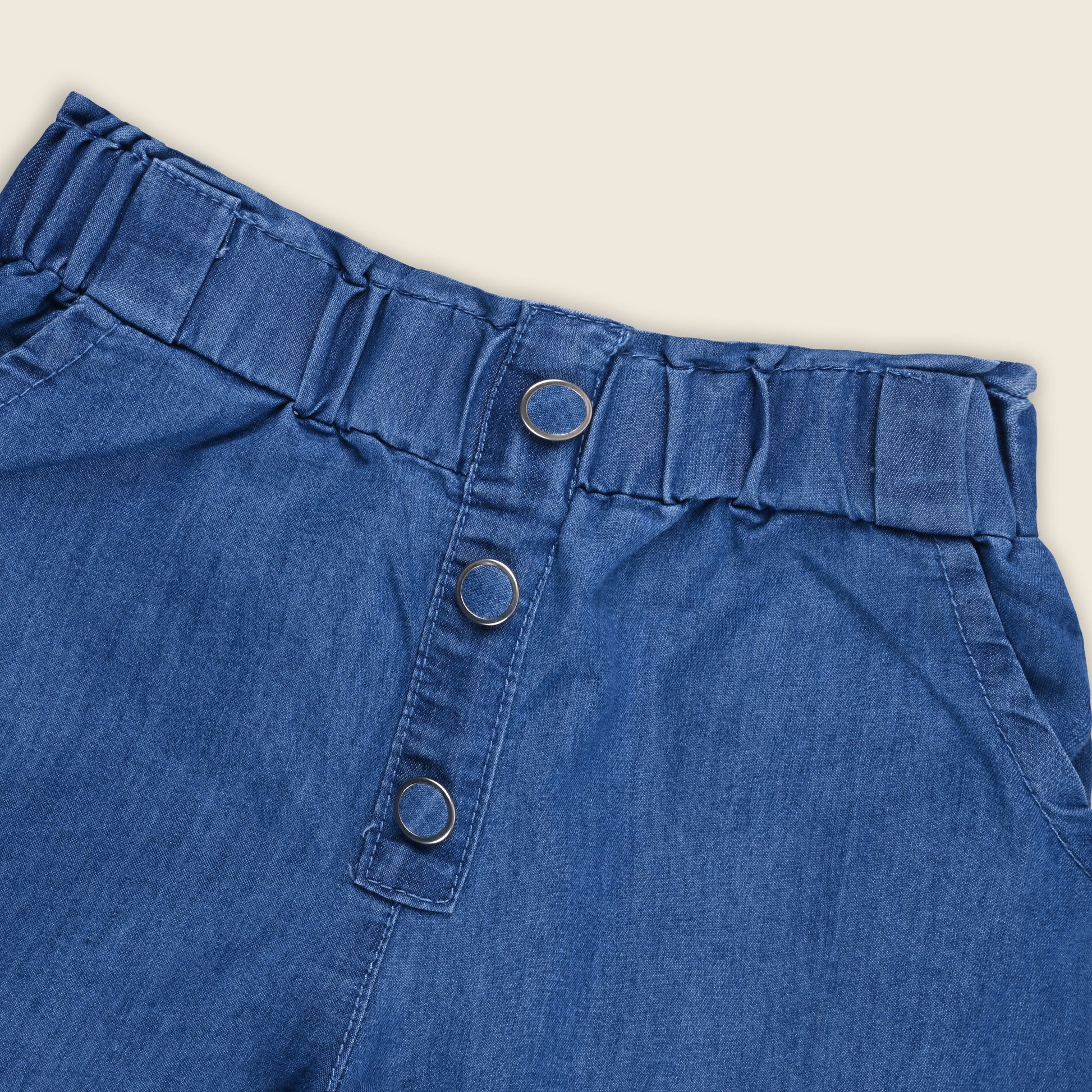 Girls High Waist Denim Joggers 