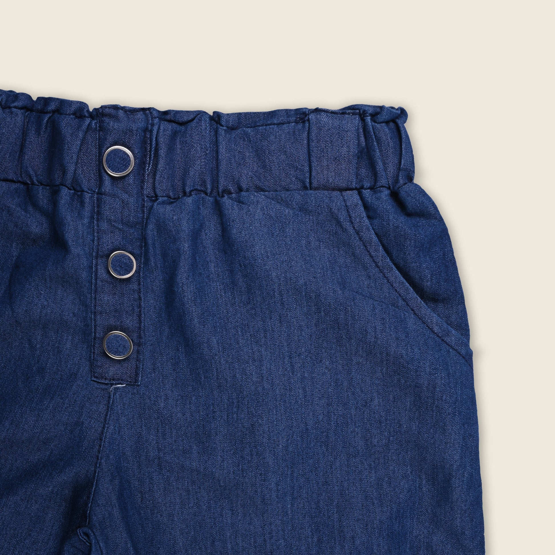 Girls High Waist Denim Joggers 
