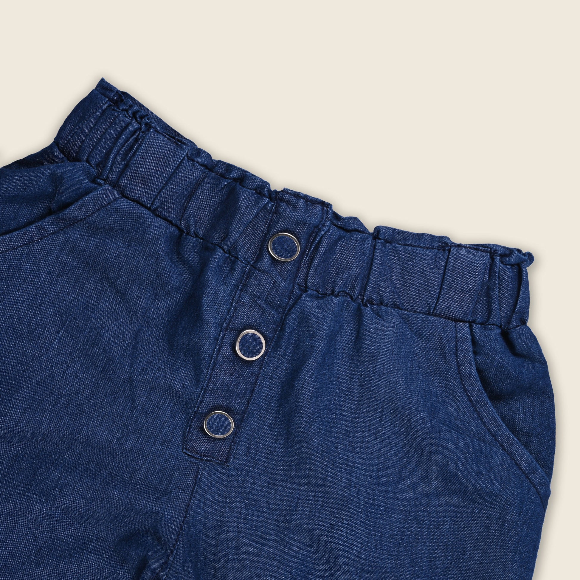 Girls High Waist Denim Joggers 