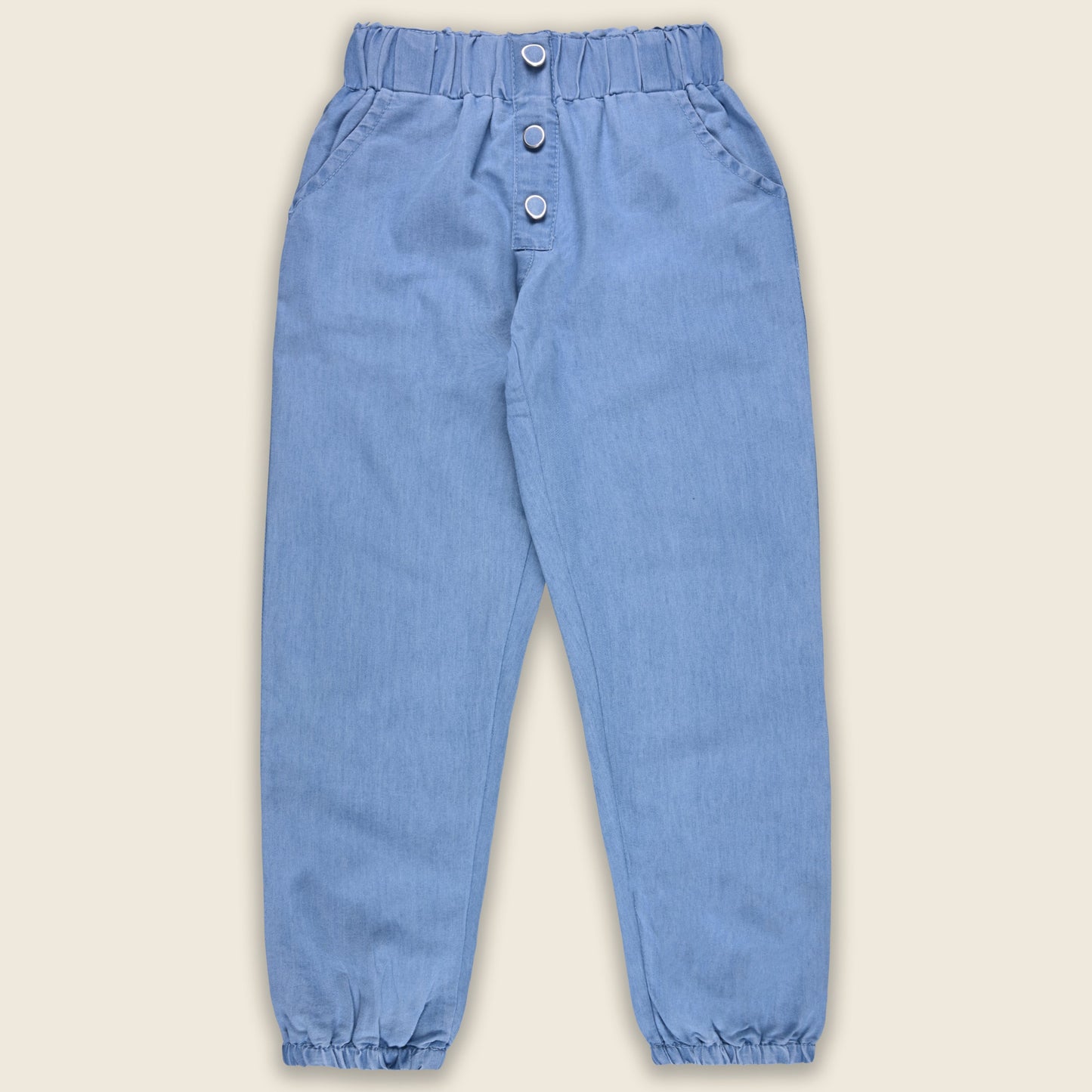 Girls High Waist Denim Joggers 