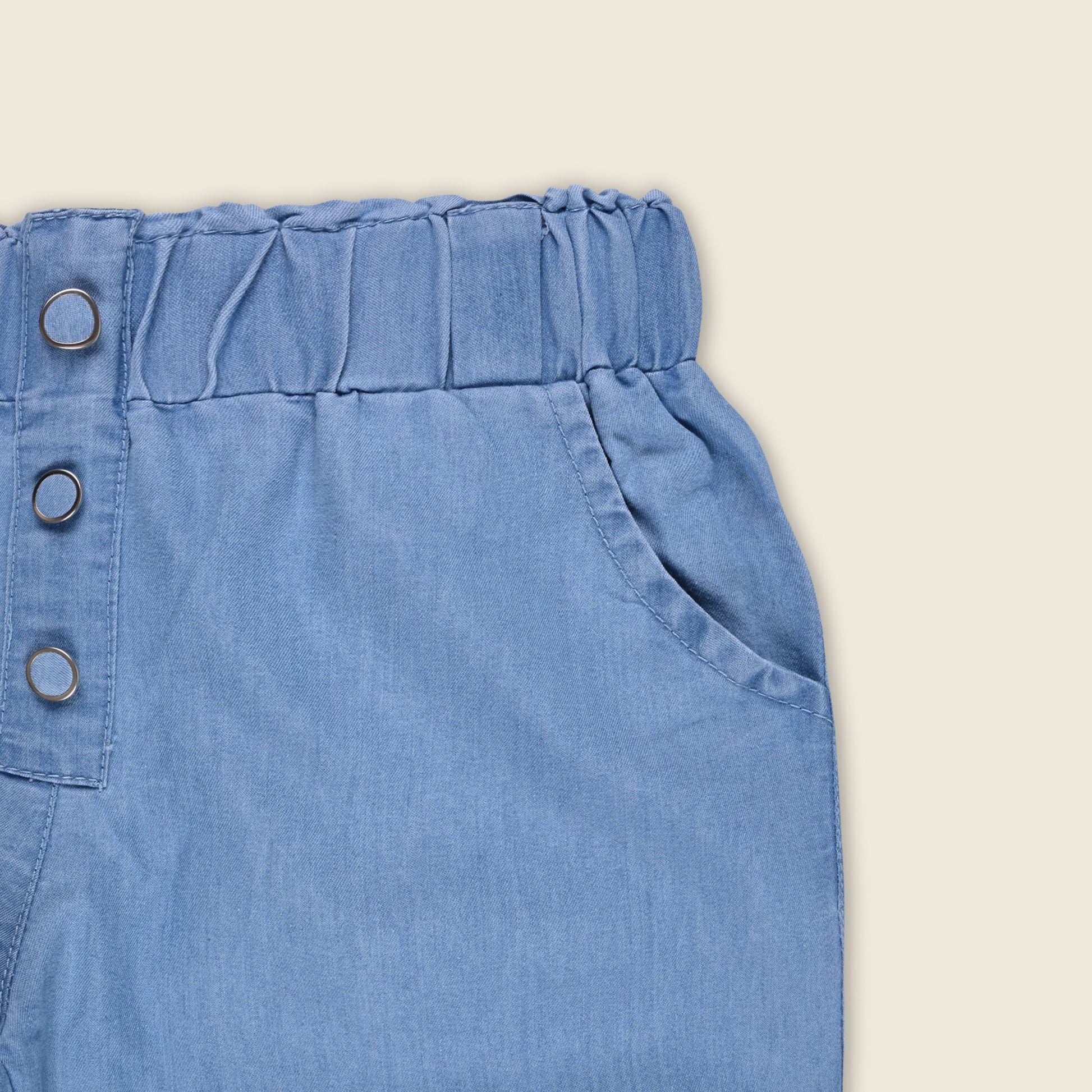 Girls High Waist Denim Joggers 