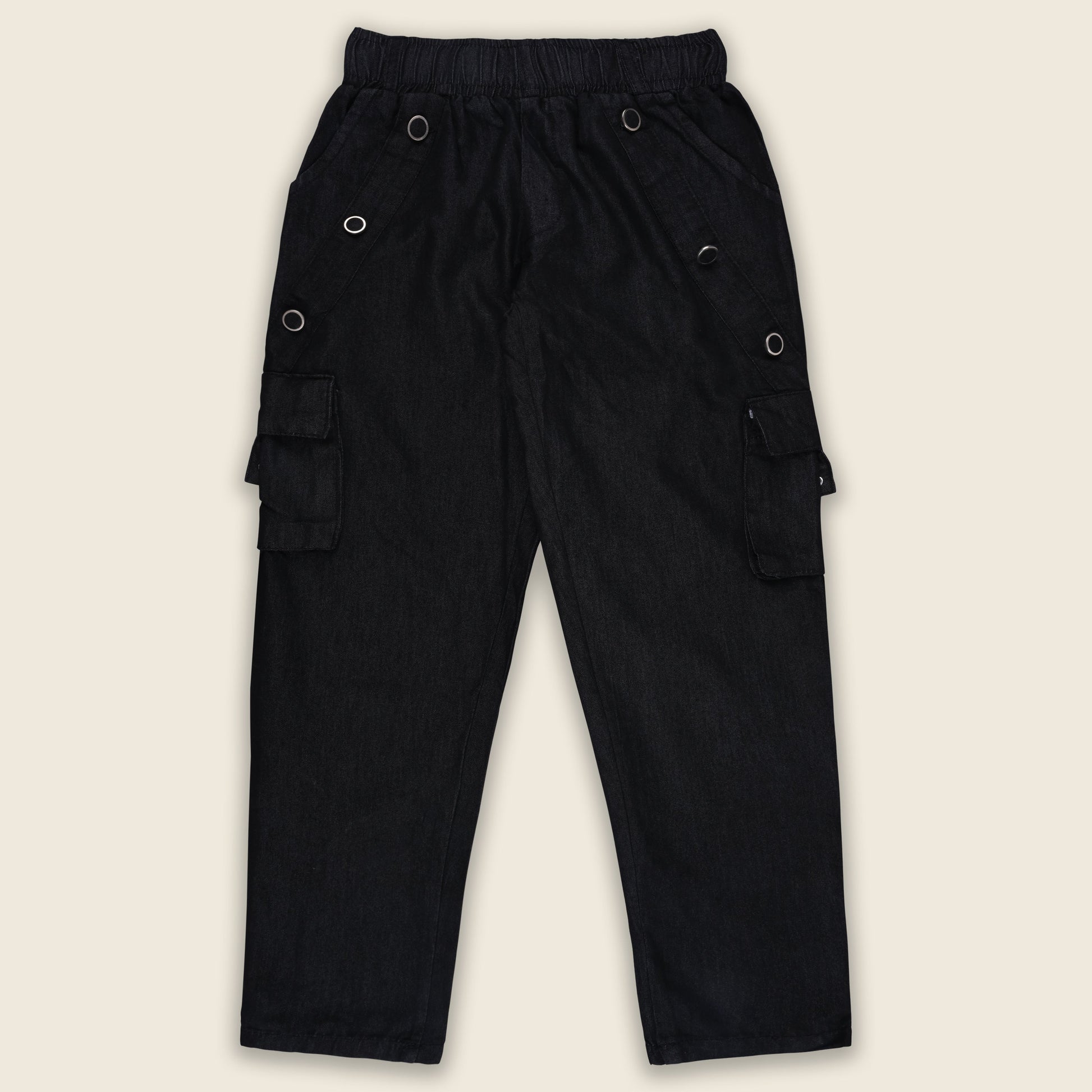 Girls High Waist Denim Joggers