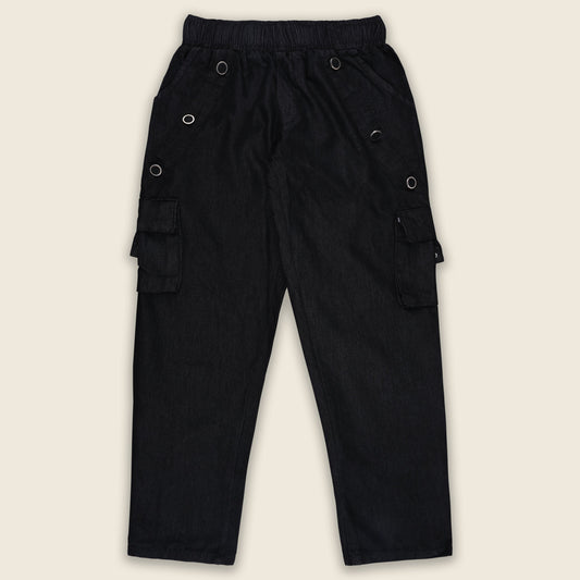 Girls High Waist Denim Joggers