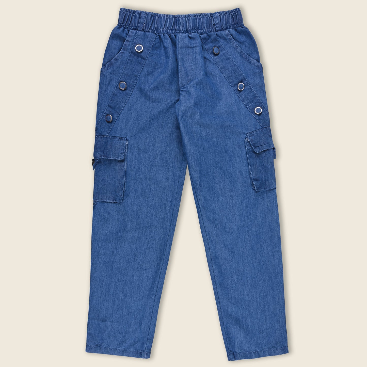 Girls High Waist Denim Joggers