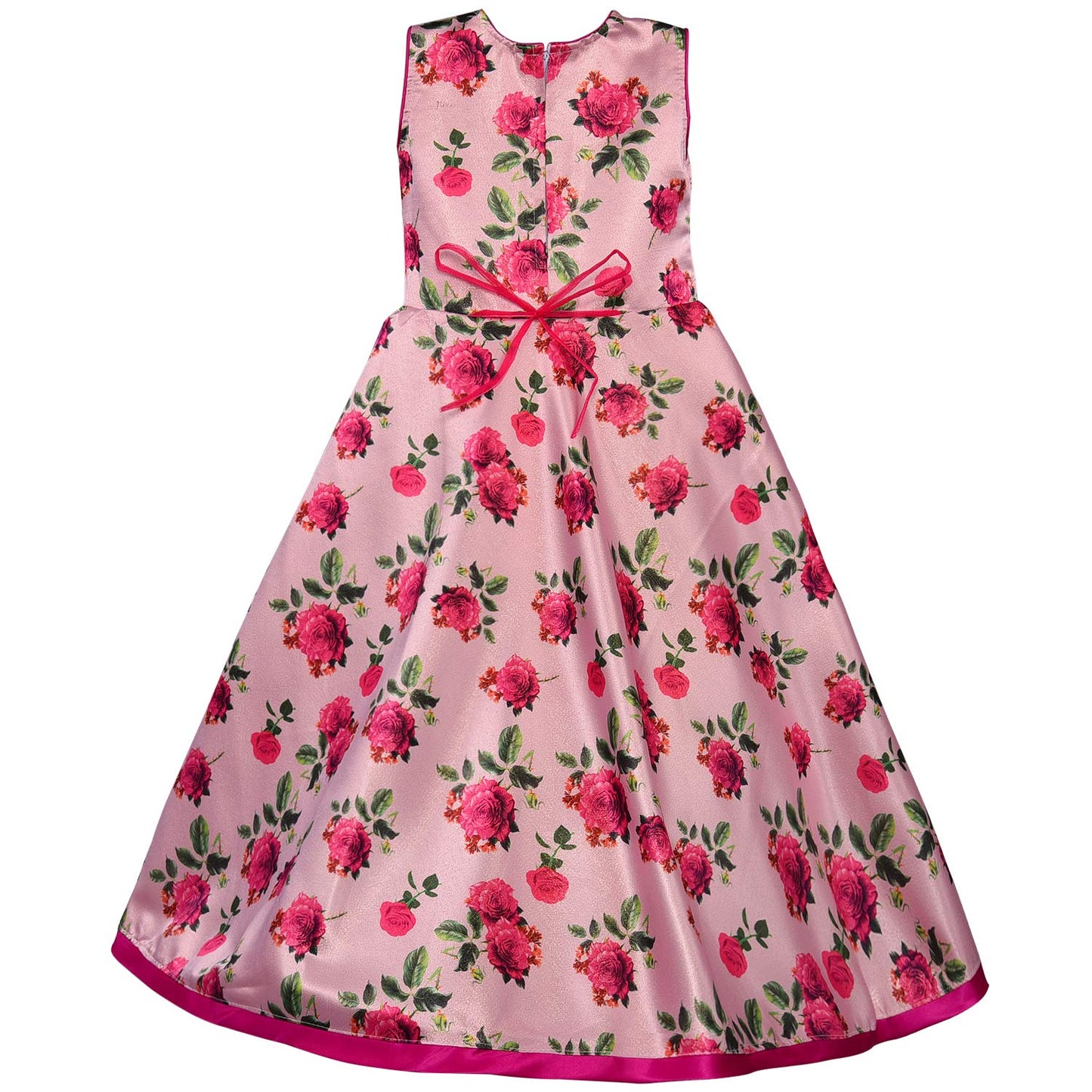 Girls Long Dress Birthday Frocks for Girls - Net - (LF181pnk)