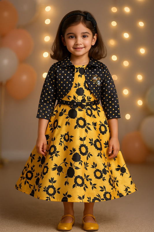 Girls Long Gown Dress with Jacket-(LF216y)