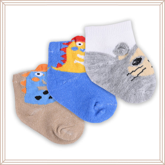 Set of 3 Infants Cartoon Cotton Socks