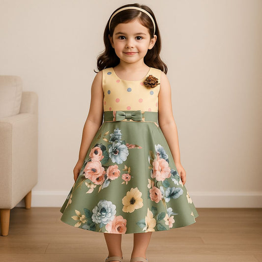Baby Girls Partywear  Dress Frock (stn754grn)