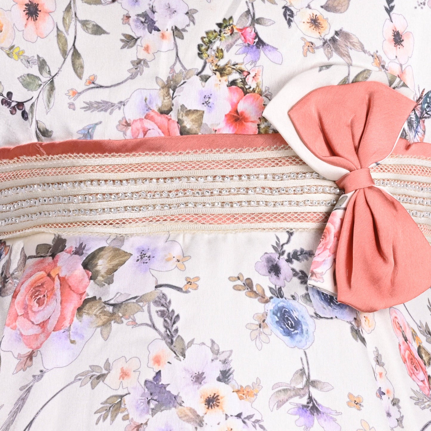 Girls Floral Casual Dress with Puff Sleeves