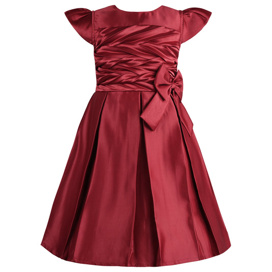 Girls Pleated Solid Fit and Flare Frock Dress